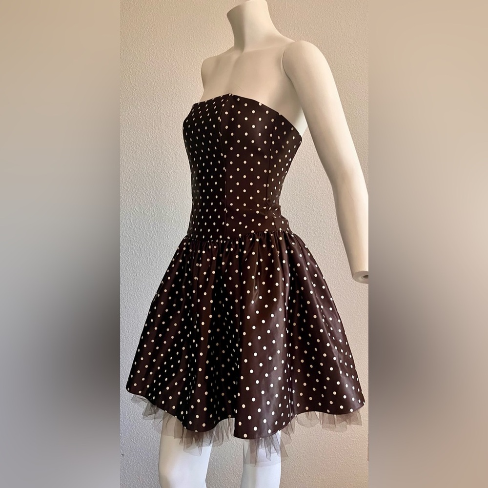 Vintage Jessica McClintock Gunne Sax Polka Dot Strapless Mini Dress size 3/4 USA - Picture 13 of 16